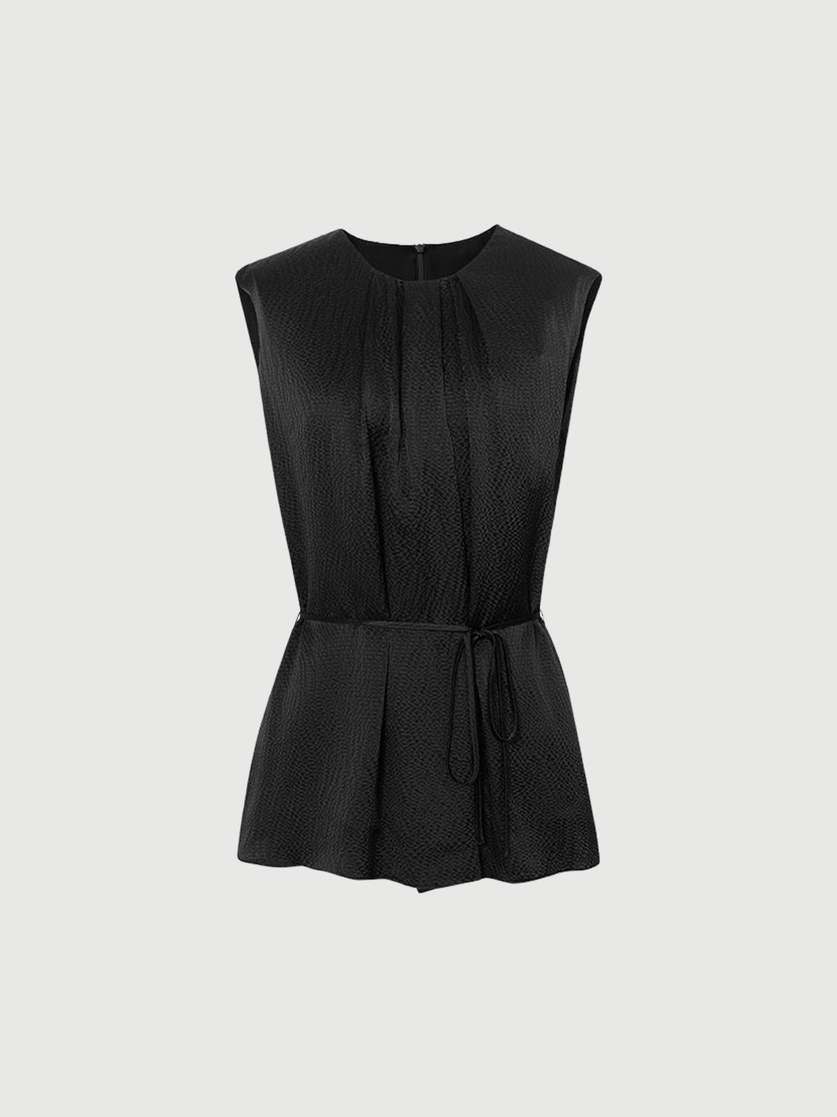 Gathered Sleeveless 100% Silk Top