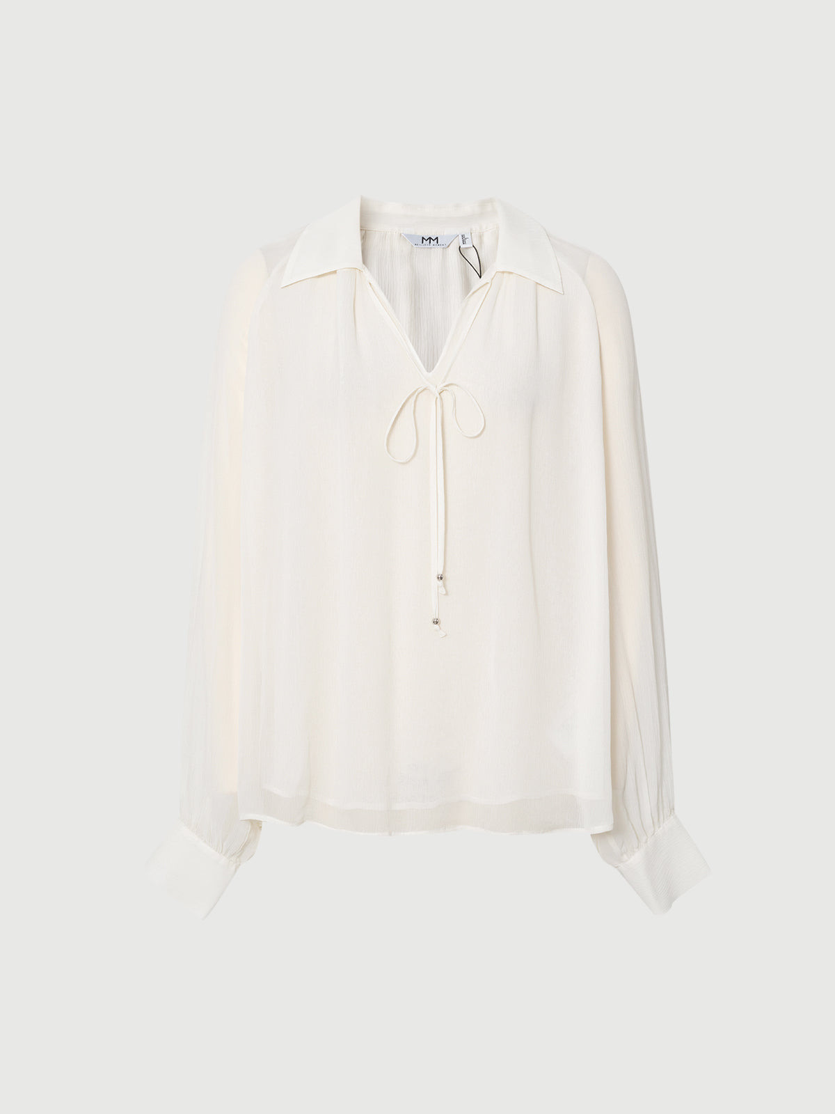 Tie-Neck Silk Raglan Blouse
