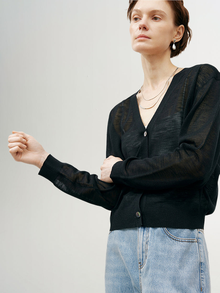 V Neck s Buttons Knit Cardigan