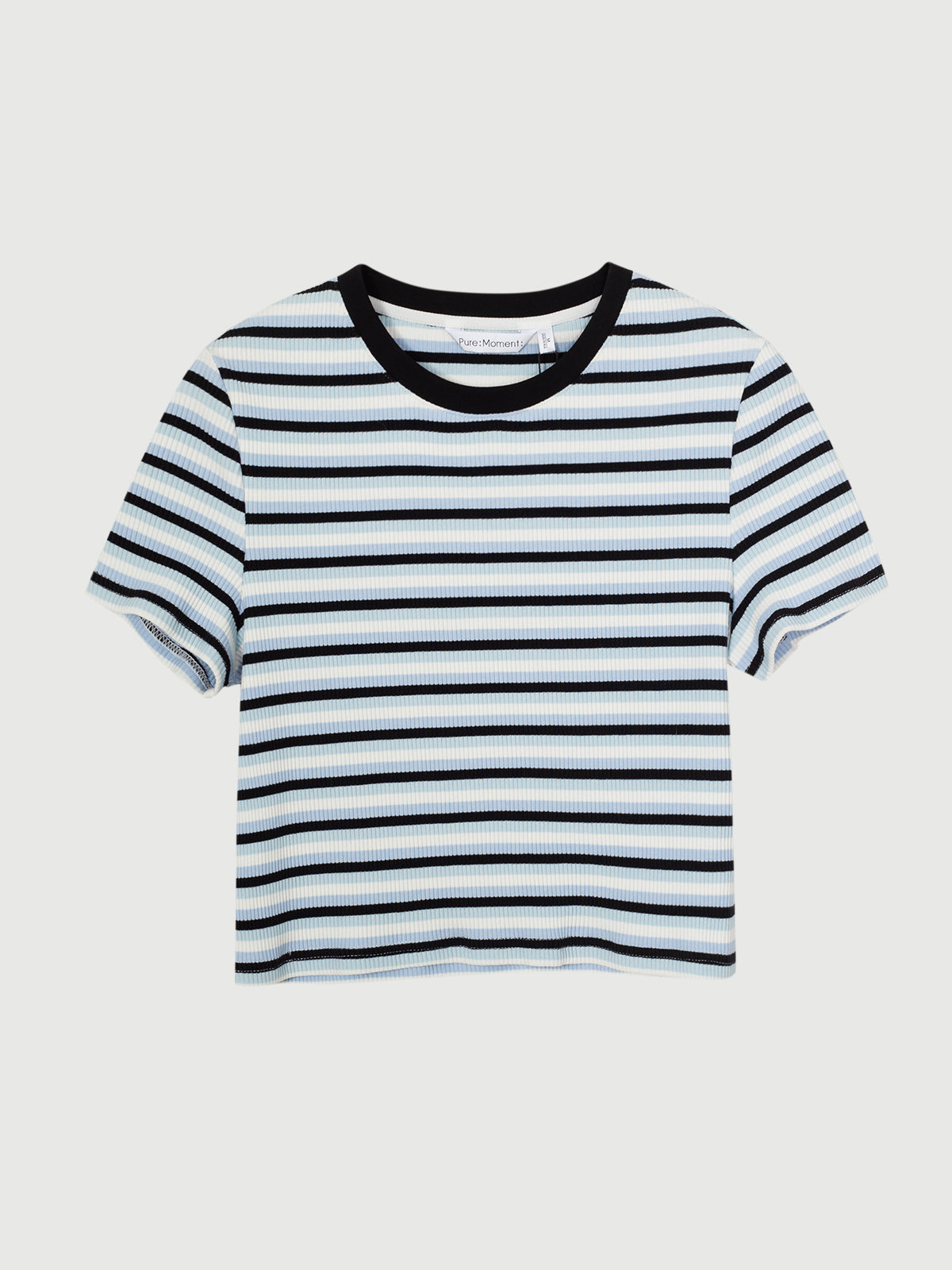 Cotton Blend Striped Cropped Tee