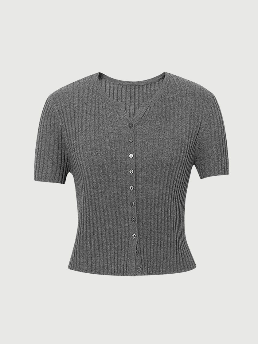 V Neck Knitwear T-Shirt