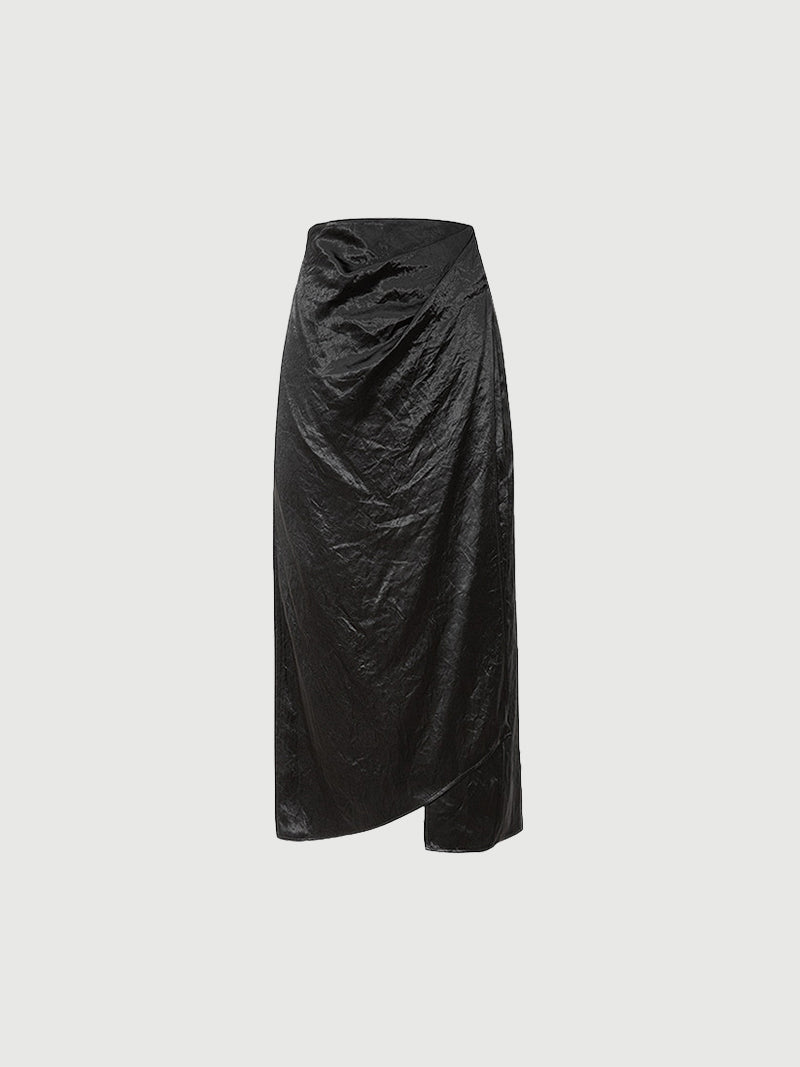 Pure Acetate Slit Midi Skirt