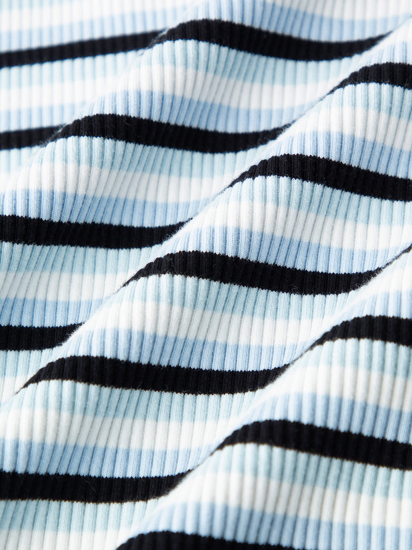 Cotton Blend Striped Cropped Tee