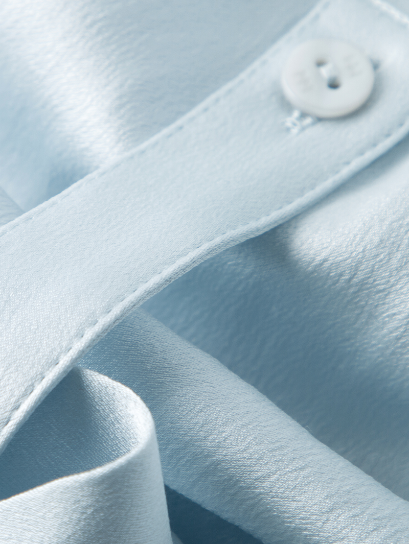 Collared V Neck 100% Silk Shirt
