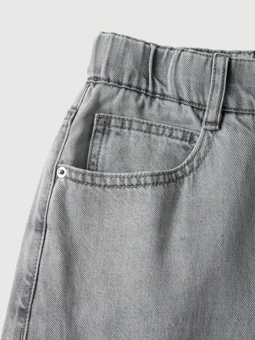 Gray Wide-Leg Jeans Pants