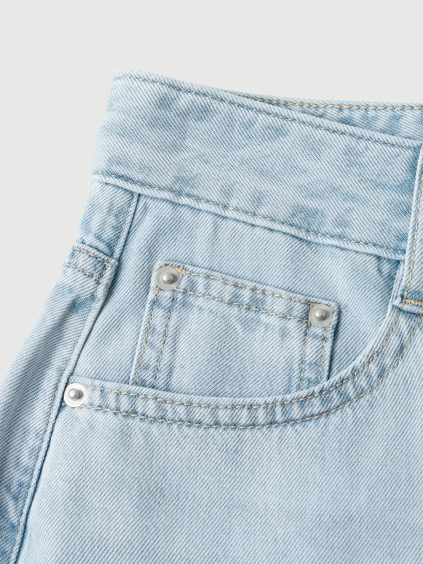 Blue Wide-Leg Jeans Pants