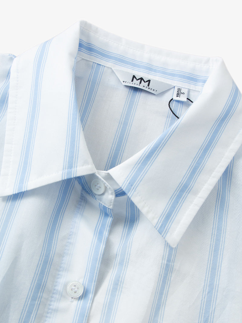Striped Tie Cotton Blouse