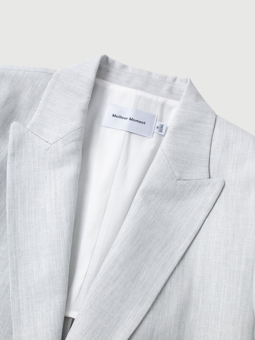 Linen-Blend Peak-Lapel Blazer