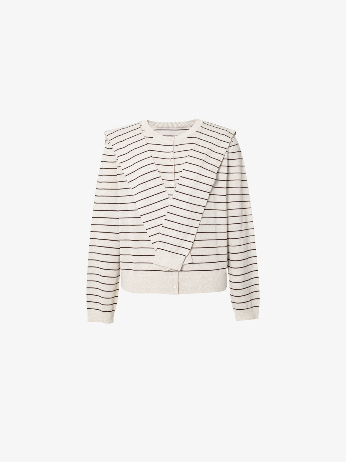 Striped Tie-Front Cashmere Cardigan