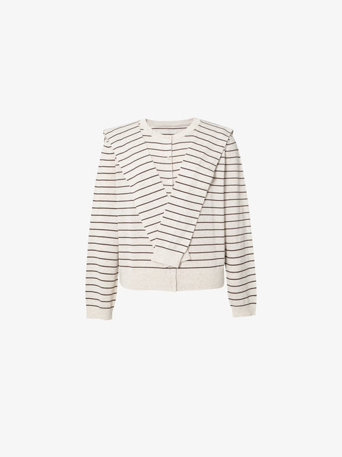 Load image 1 in gallery view. Striped Tie-Front Cashmere Cardigan