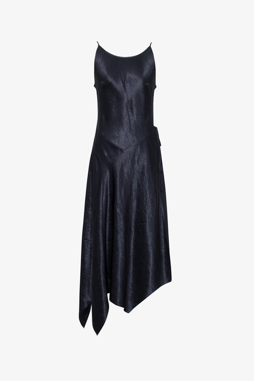 Load image 1 in gallery view. Satin Cowl-Neck Tie-Waist Maxi Dress