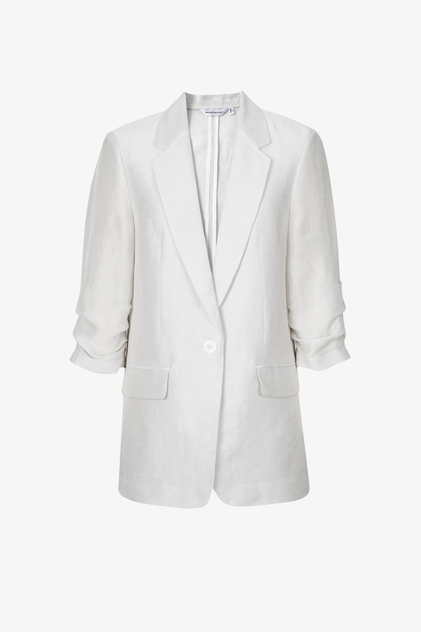 Lightweight Ruched-Sleeve Blazer
