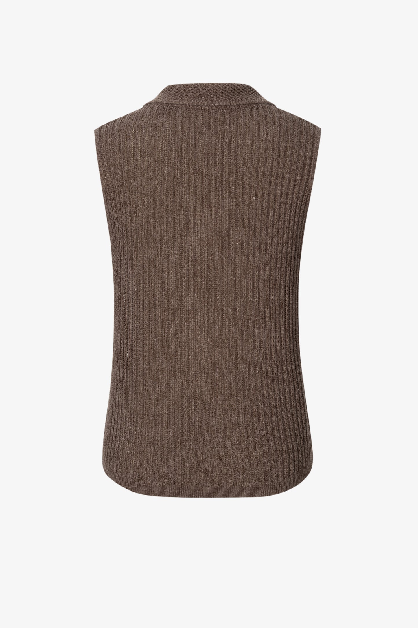Ribbed-Knit Sleeveless Polo Top