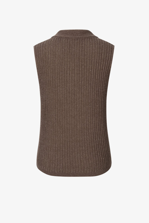 Load image 1 in gallery view. Ribbed-Knit Sleeveless Polo Top