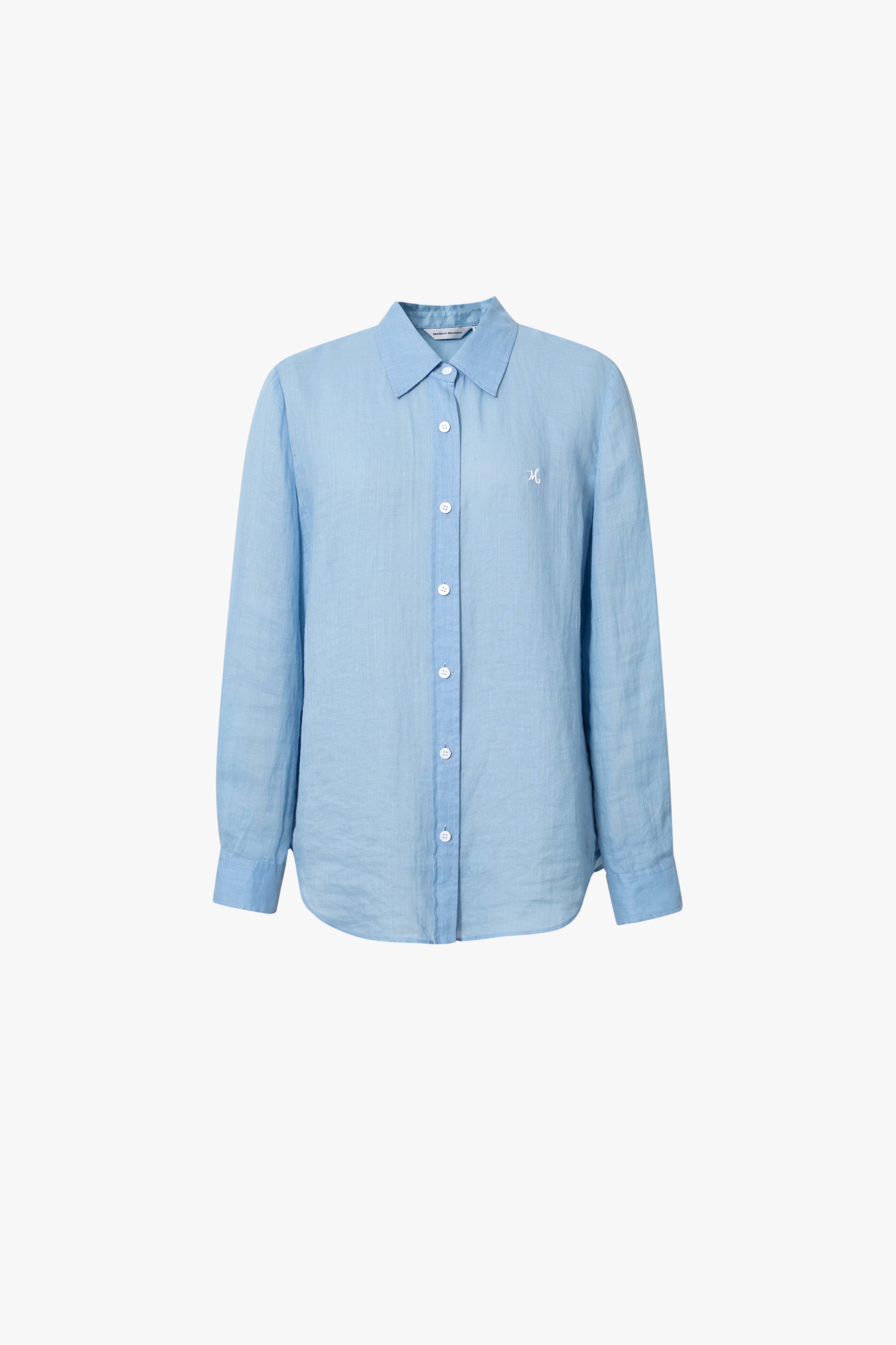 Ramie Structured Shoulder Collared Shirt