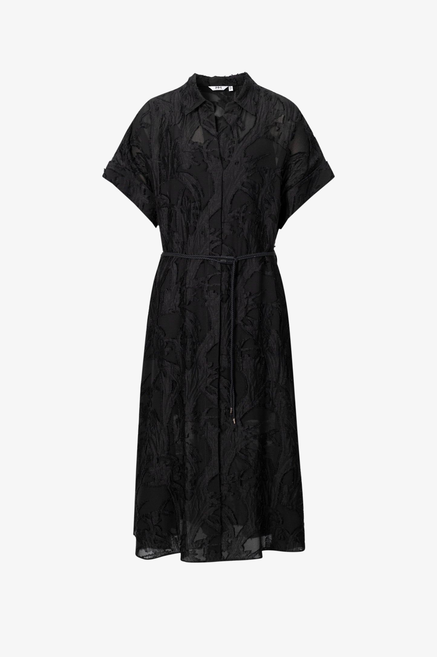 Textured Silk-Linen Belted Shirt Dress
