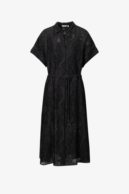 Load image 1 in gallery view. Textured Silk-Linen Belted Shirt Dress