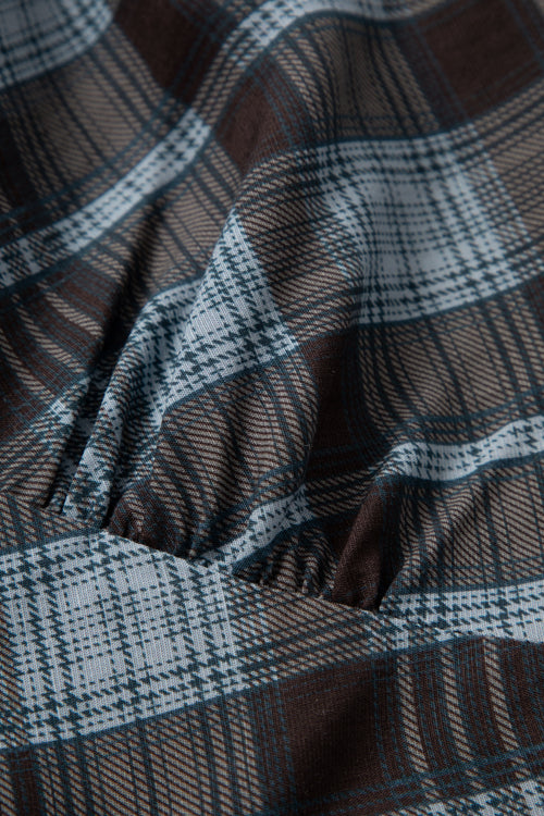 Load image 1 in gallery view. Plaid Lyocell-Linen V-Neck Slip Dress