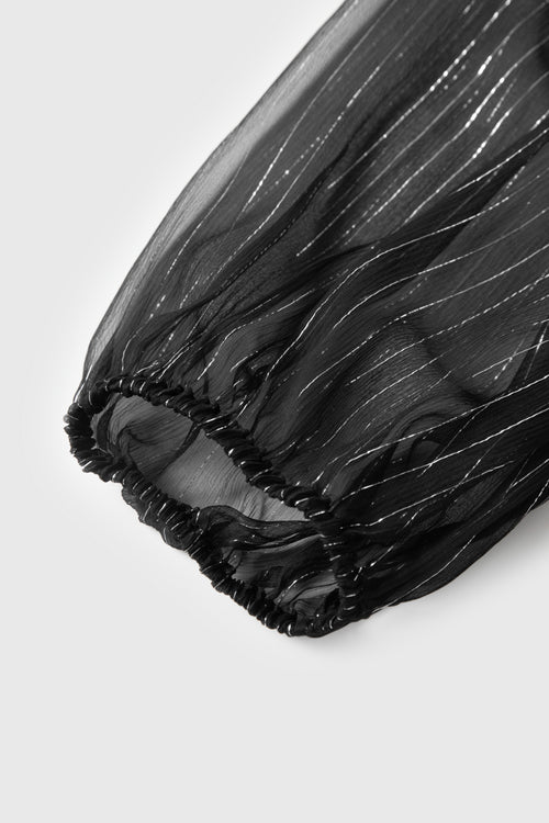 Load image 1 in gallery view. Metallic Silk-Blend Blouse