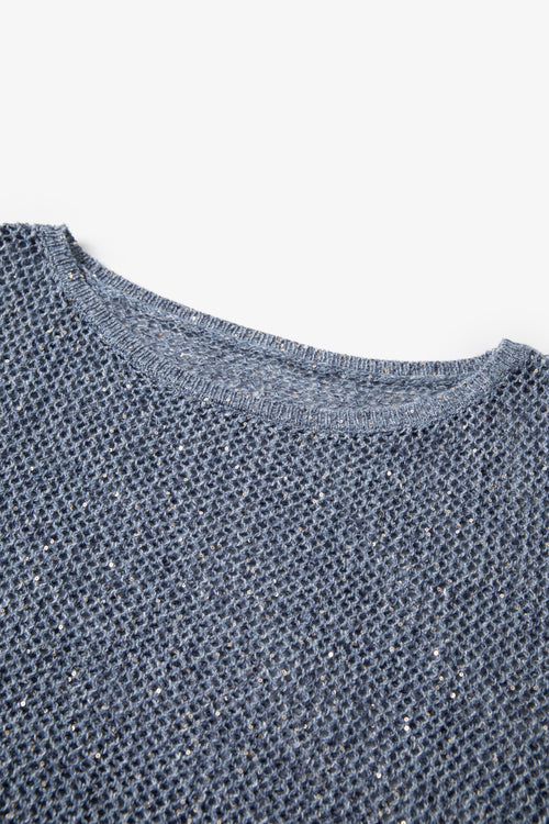 Load image 1 in gallery view. Belted Open-Knit Linen Blend Sweater