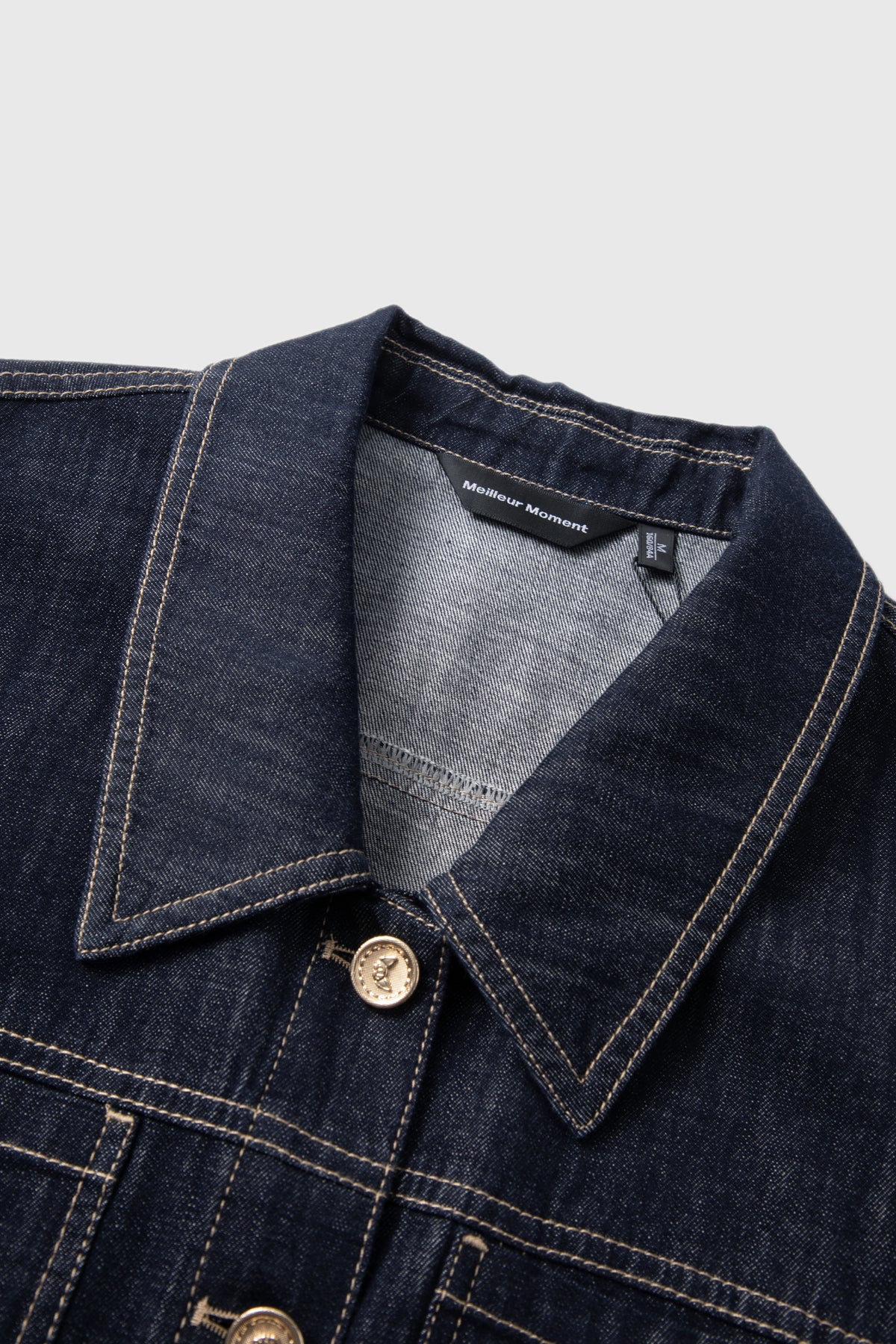 Cropped Denim Collared Vest