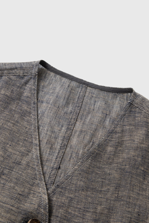 Load image 1 in gallery view. Tailored Linen V-Neck Vest