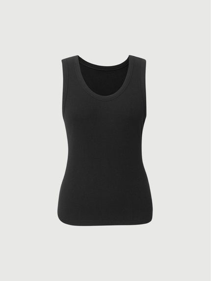 Women's Black Round Neck Sleeveless Vest Top 4995100532