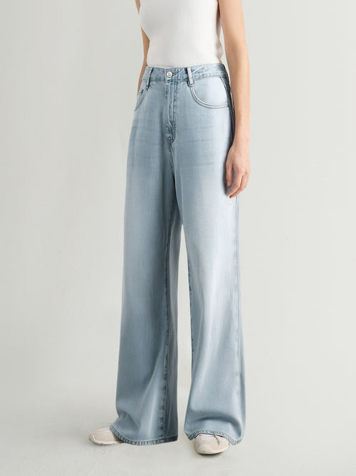 Load image 1 in gallery view. Blue Wide-Leg Jeans Pants