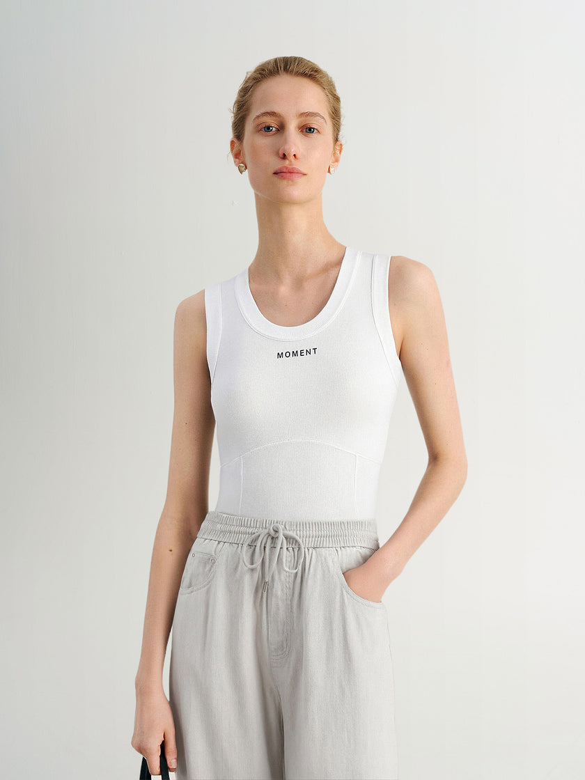 White U-Neck Sleeveless Tank