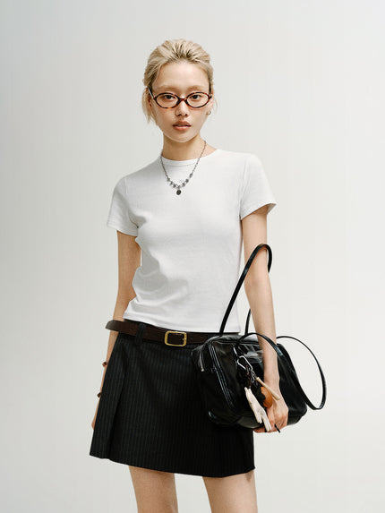 Fitted Round-Neck Short-Sleeve T-Shirt