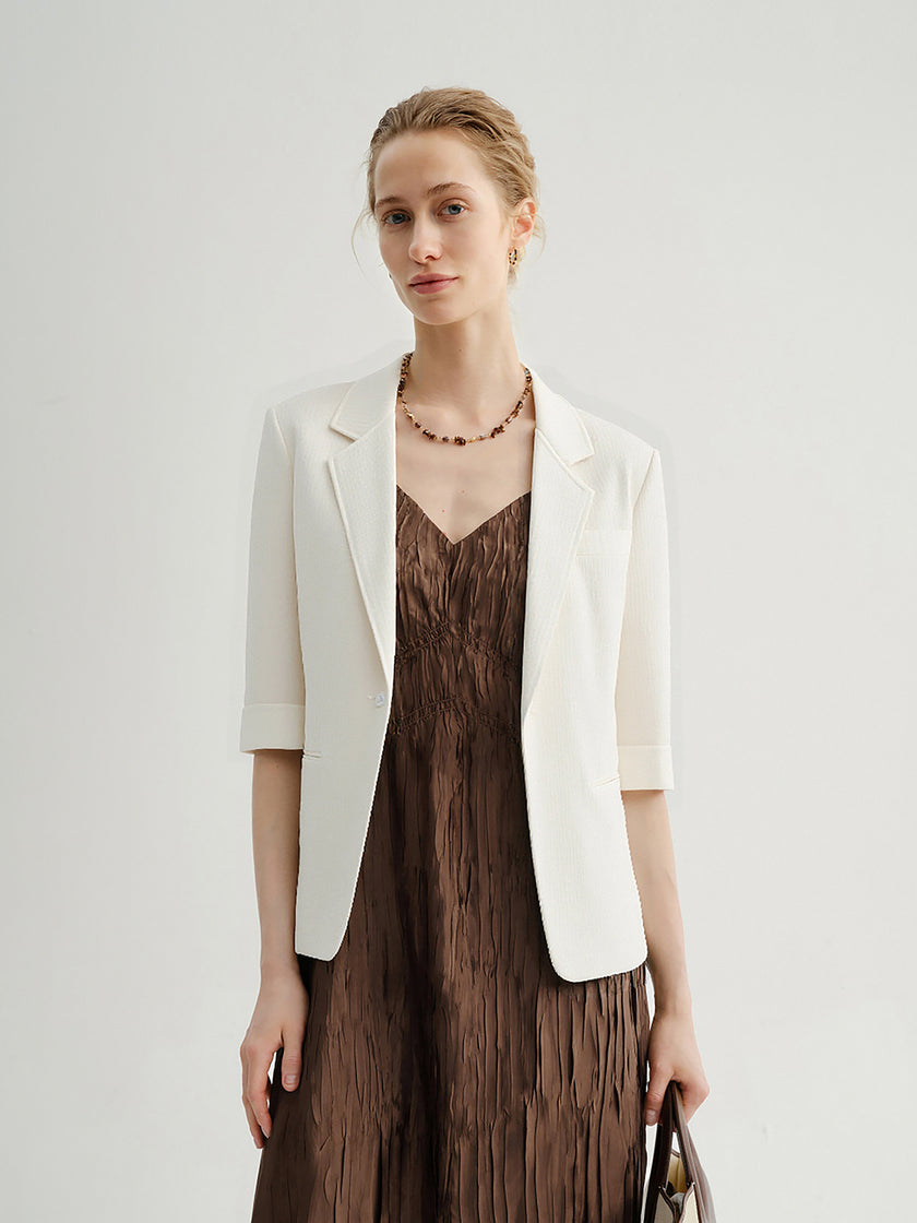Triacetate Blend 3/4 Sleeve Blazer