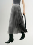 Women's Smoke Gray Pleated Design Summer Waist Skirt 5F4341331