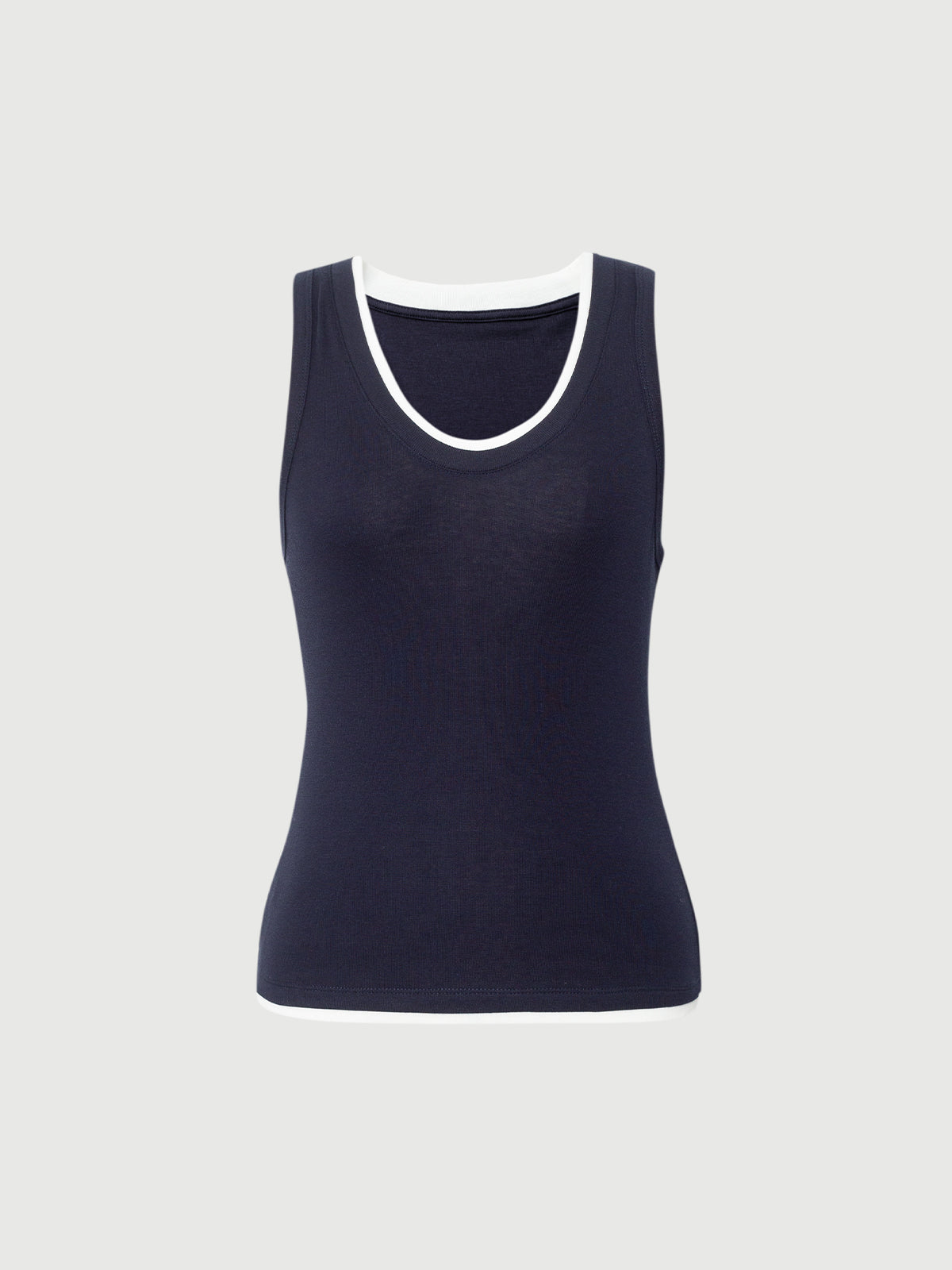 Women's Navy Round Neck Sleeveless Vest Top 5F6801391X