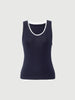 Women's Navy Round Neck Sleeveless Vest Top 5F6801391X