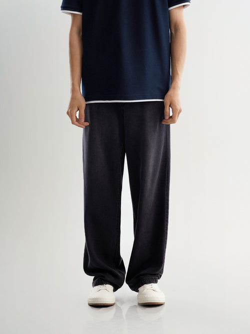 Load image 1 in gallery view. Dark Gray Lyocell Denim Pants