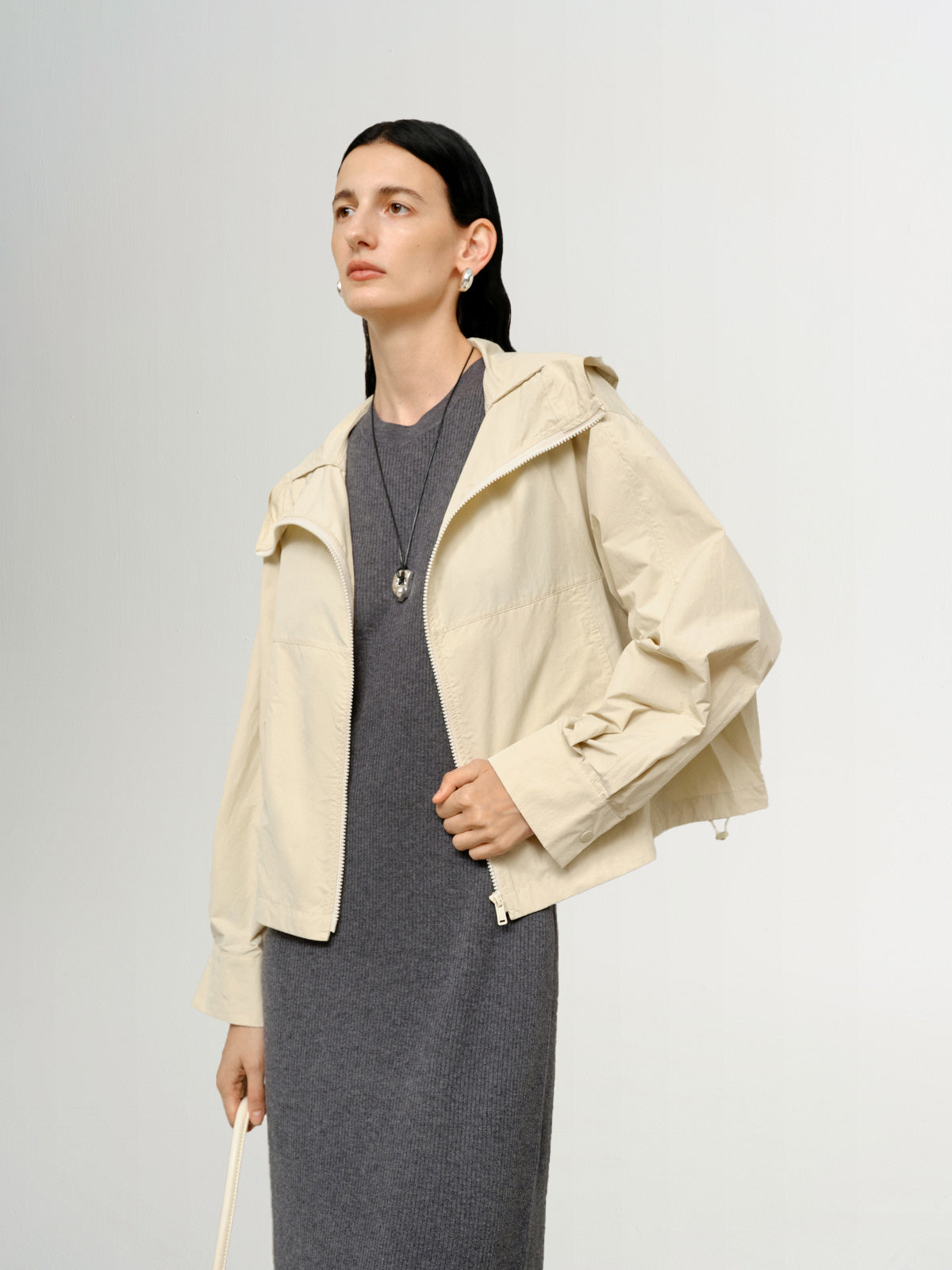 Zip Down Cotton Hooded Jacket