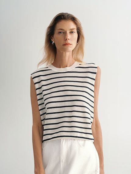 Striped Sleeveless Knit Top