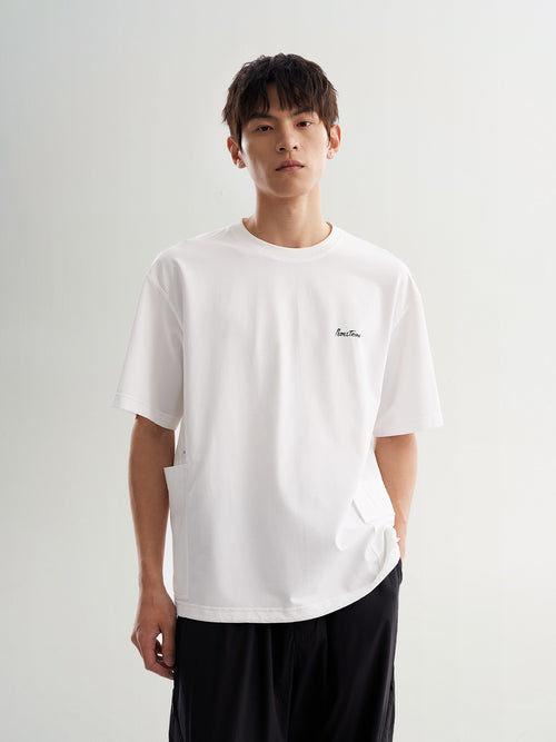 Load image 1 in gallery view. White Cotton-Blend Oversized Short-Sleeve Tee