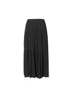 Women's Black Pleated Design Long Skirt 5994140701