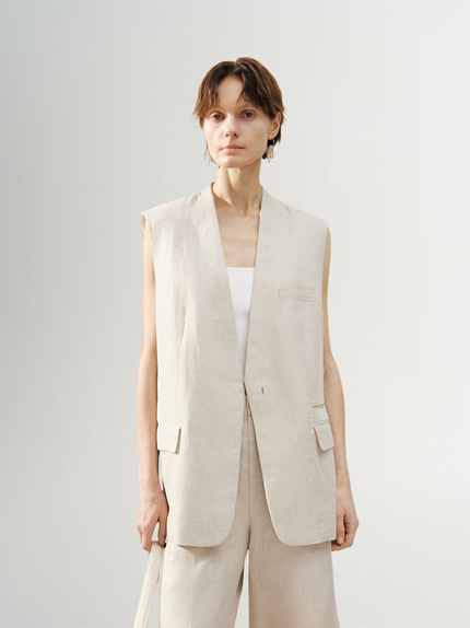 100% Linen Sleeveless Jacket