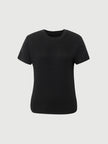 Women's Black Round Neck Short Sleeves T-Shirt 5G4100011X