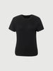 Women's Black Round Neck Short Sleeves T-Shirt 5G4100011X