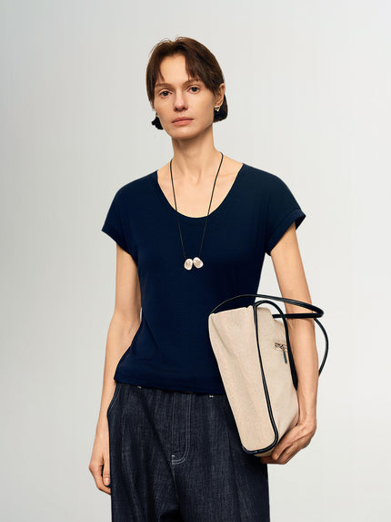 Tencel-Wool Short-Sleeve Top