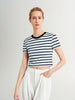 Cotton Blend Striped Cropped Tee