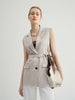 Linen-Blend Sleeveless Belted Vest