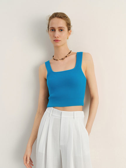 Sky Blue Square-Neck Sleeveless Tank