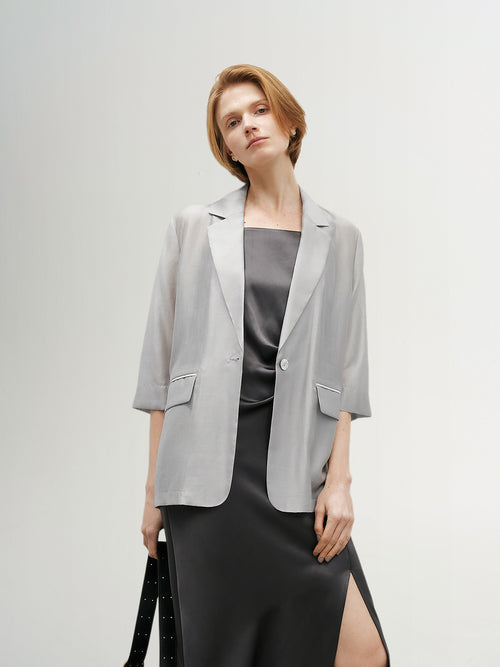 Load image 1 in gallery view. Half Sleeves Lyocell Blazer
