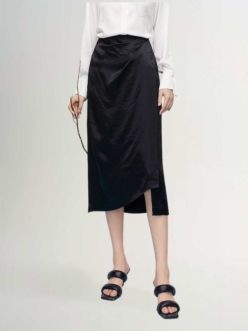 Pure Acetate Slit Midi Skirt