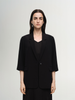 Women's Black One Button 92% Silk Blazer 5994210272Q