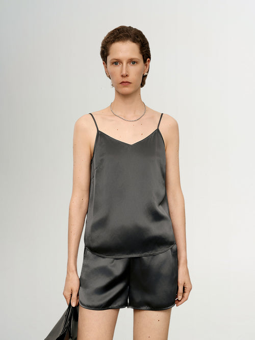 Load image 1 in gallery view. Gray Triacetate Slip Cami  Camisole Top